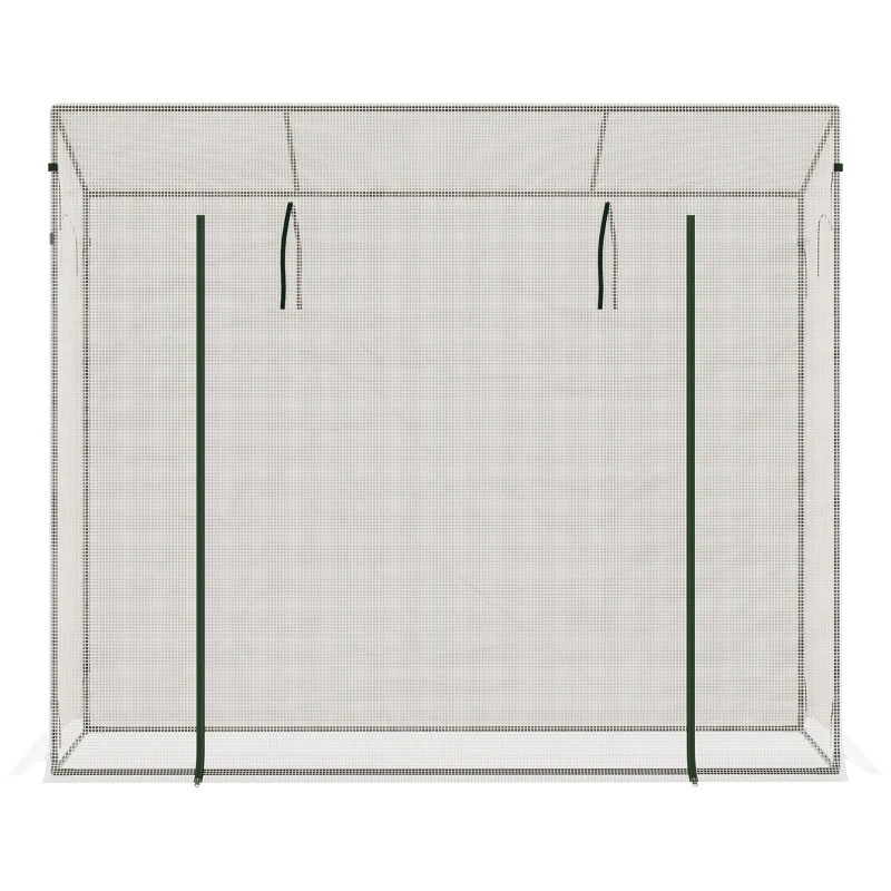 Outsunny Szklarnia z bocznym oknem, rolkowymi drzwiami, wiatroodporna, stalowa rama, plandeka z tworzywa sztucznego, biały, 200 x 68 x 196 cm