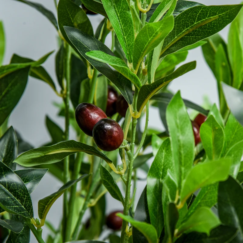 Outsunny Planta Artificial 120 cm de Altura Árbol de Olivo Sintético con 1080 Hojas Realistas y 108 Frutos Verde