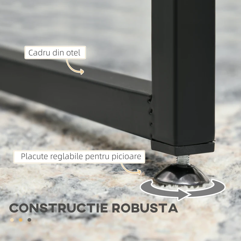 HOMCOM Set de 2 Masute Imbinate, Masa de Cafea din Sticla Stivuibila cu Cadru din Otel pentru Camera de Zi, Negru