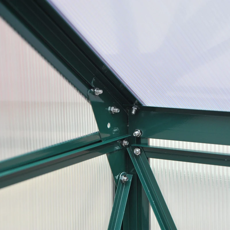 Outsunny Gewächshaus, Treibhaus, mit Dachfenster, Schiebetür, transparent, Polycarbonat+Aluminium, 190 x 192 x 201cm