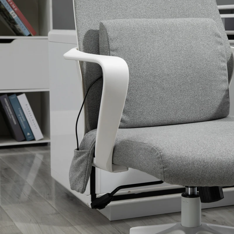 Vinsetto Office Chair, Fabric Desk Chair, Computer Gaming Chair with 2 Points Massage Lumbar Pillow, Adjustable Headrest and Seat Height, Rolling Swivel Wheels for Home Work Study, Grey