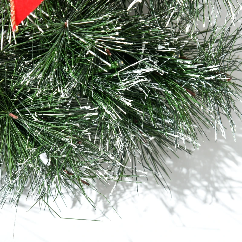 HOMCOM Couronne de Noël artificielle 60 cm, 50 LED avec 8 pommes de pin et 1 nœud ruban rouge