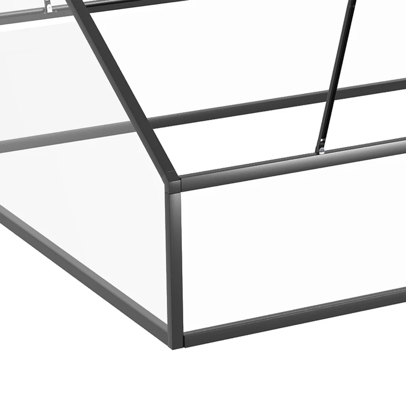 Outsunny Frühbeet Alu Treibhaus Gewächshaus Frühbeetkasten Pflanzenbeet mit Abdeckung Polystyrolplatte wetterfest Schwarz+Transparent 117 x 97 x 52 cm