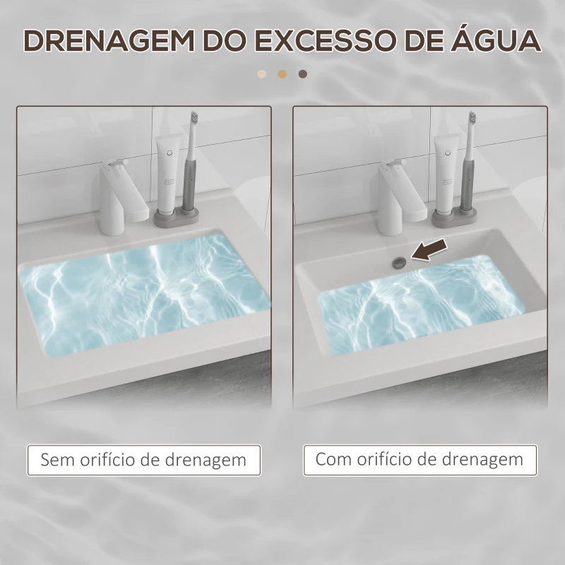 kleankin Móvel Casa de Banho com Lavatório Cerâmico Móvel Casa de Banho de Parede com 2 Portas e Prateleira Ajustável 60x45,5x60 cm Cinza