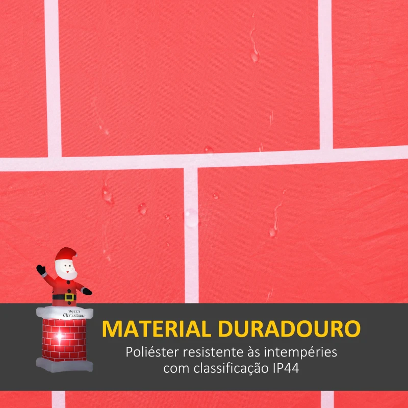 HOMCOM Pai Natal Insuflável com Chaminé 2 Luzes LED e Insuflador Elétrico Decoração de Natal 80x70x210 cm Multicor