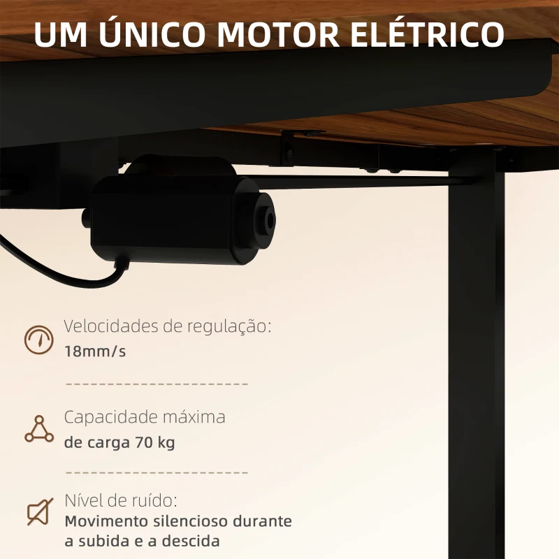 Vinsetto Secretária Elétrica de Pé Secretária Elevatória com Altura Ajustável Função de Memória 120x60x73-118 cm Marrom