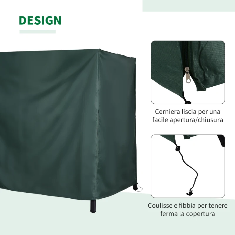 Outsunny Telo Copertura per Dondolo Impermeabile e Resistente Raggi UV | Tessuto Oxford Rivestito in PVC | 177x114x152cm