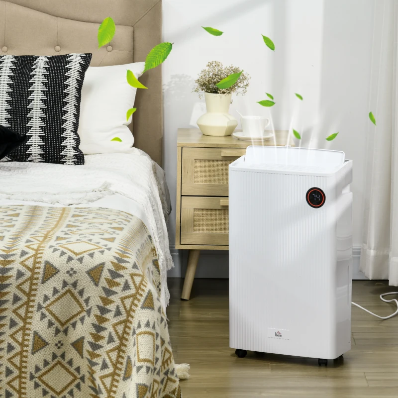 HOMCOM 5500mL Portable Dehumidifier with Air Purifier, UVC, Ioniser, 24H Timer, 5 Modes, 16L/Day, for Home Laundry, White