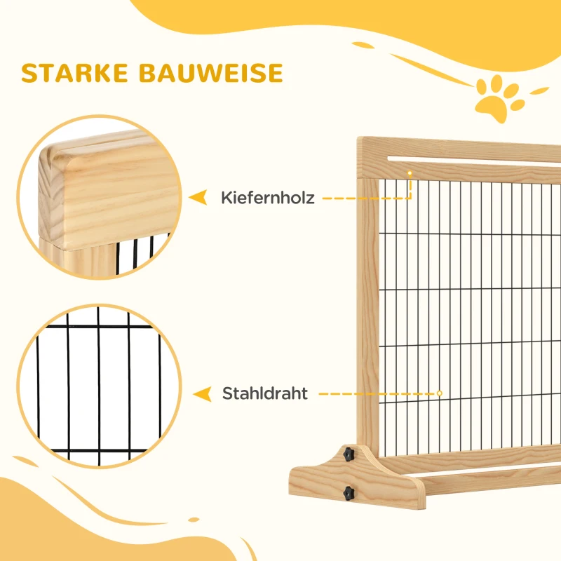 PawHut Hondenhek, traphekje, 180 cm hoog, in hoogte verstelbaar, natuur + zwart(m-6)