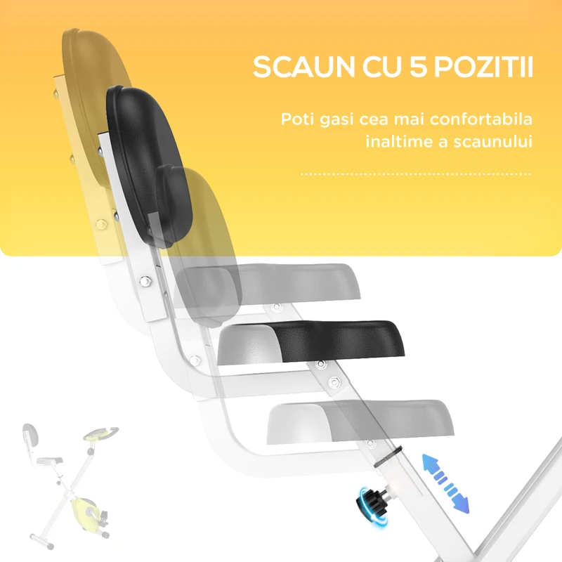 HOMCOM Cyclette Magnetica Pliabila, cu Inaltime si Intensitate Reglabile, Ecran LCD, Galbena(m-7)