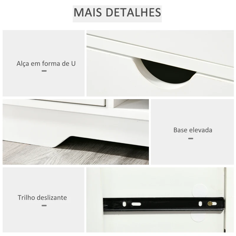 HOMCOM Banco Sapateira com 2 Prateleiras Bolso Almofada Amovível e 2 Gavetas para 4 Pares de Sapatos 80,5x30,5x43,5 cm Branco e Cinza