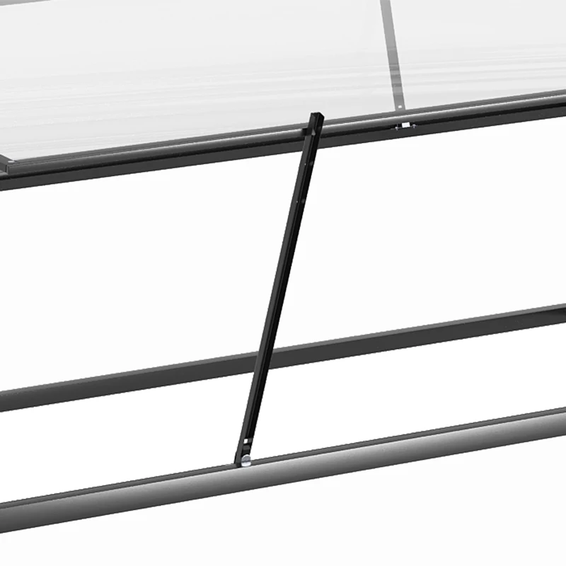 Outsunny Frühbeet Alu Treibhaus Gewächshaus Frühbeetkasten Pflanzenbeet mit Abdeckung Polystyrolplatte wetterfest Schwarz+Transparent 117 x 97 x 52 cm