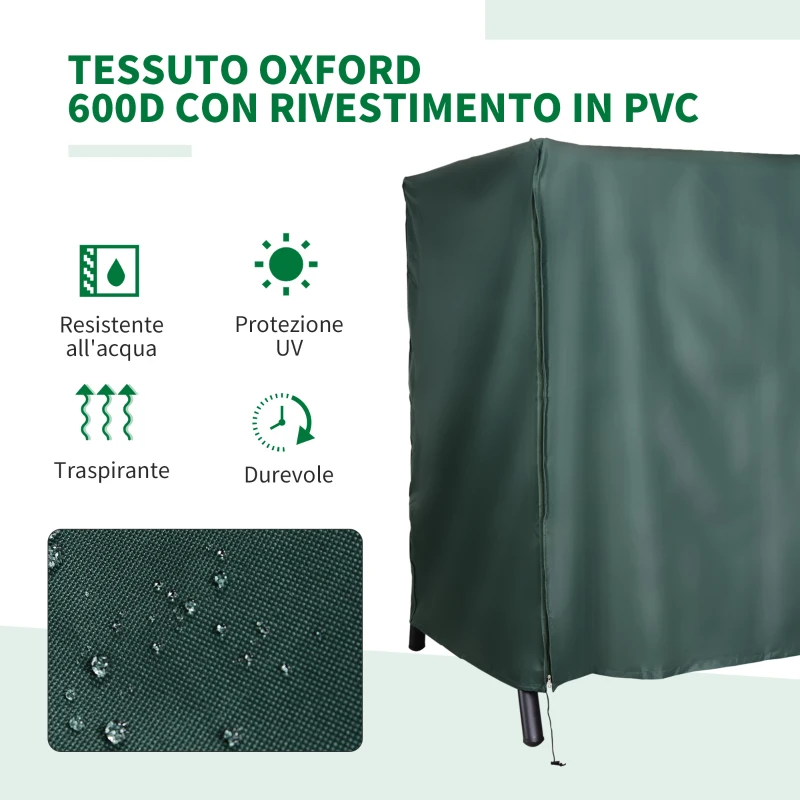 Outsunny Telo Copertura per Dondolo Impermeabile e Resistente Raggi UV | Tessuto Oxford Rivestito in PVC | 177x114x152cm
