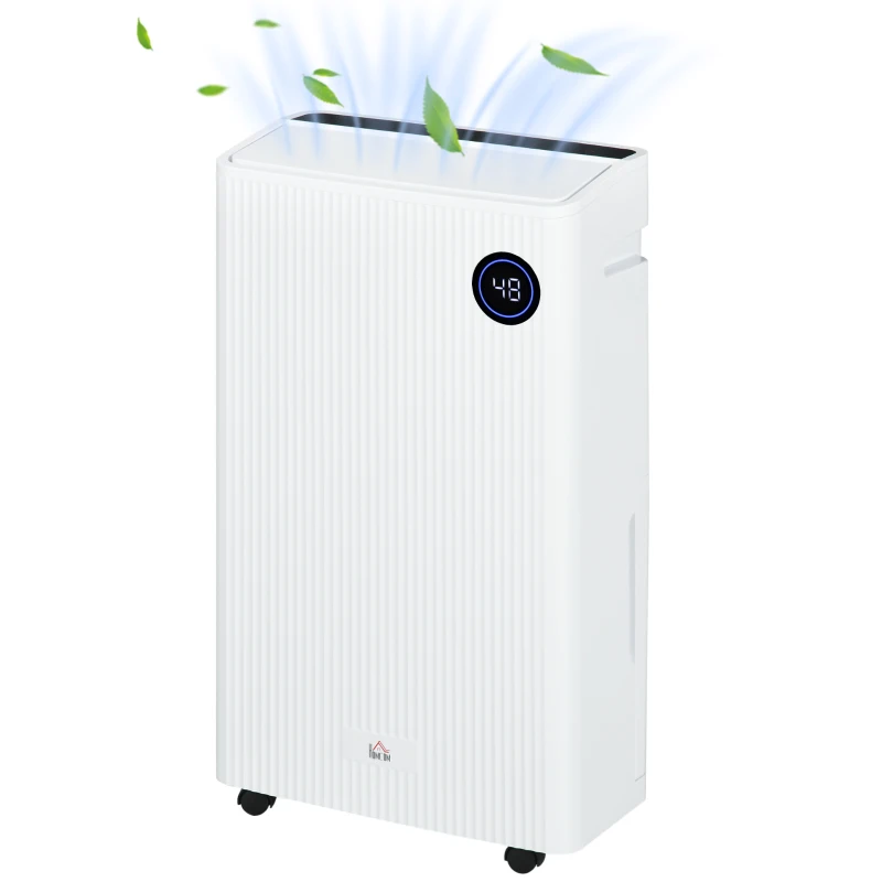 HOMCOM 5500mL Portable Dehumidifier with Air Purifier, UVC, Ioniser, 24H Timer, 5 Modes, 16L/Day, for Home Laundry, White