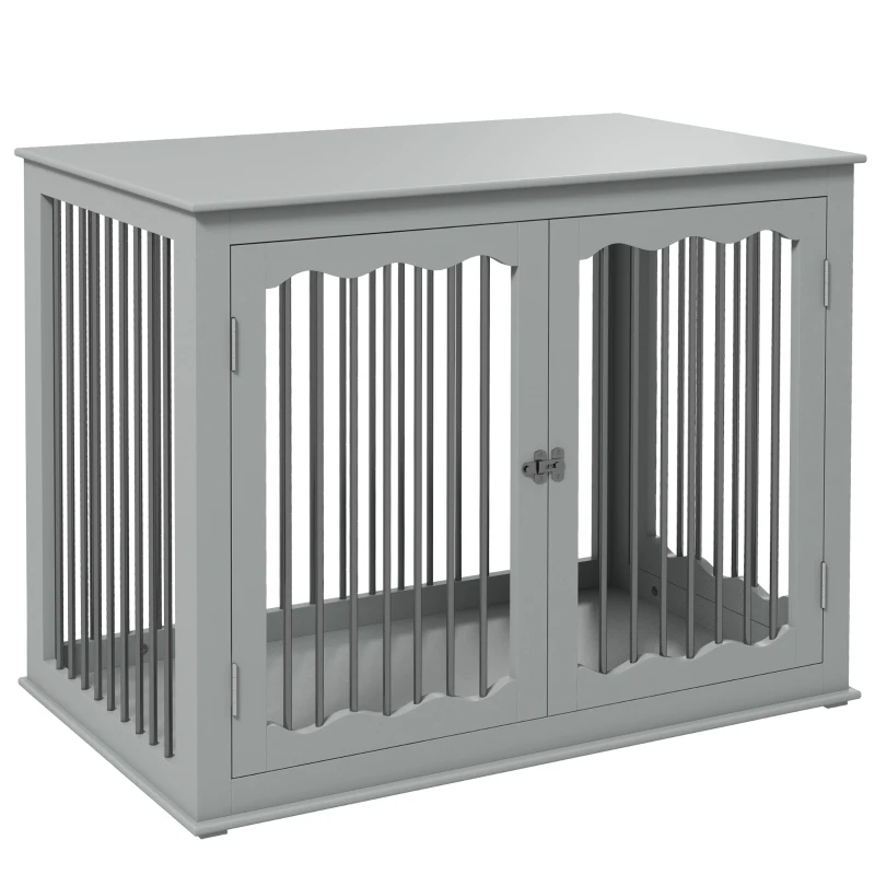 PawHut Dog Crate End Table w/ Three Doors, Furniture Style Dog Crate