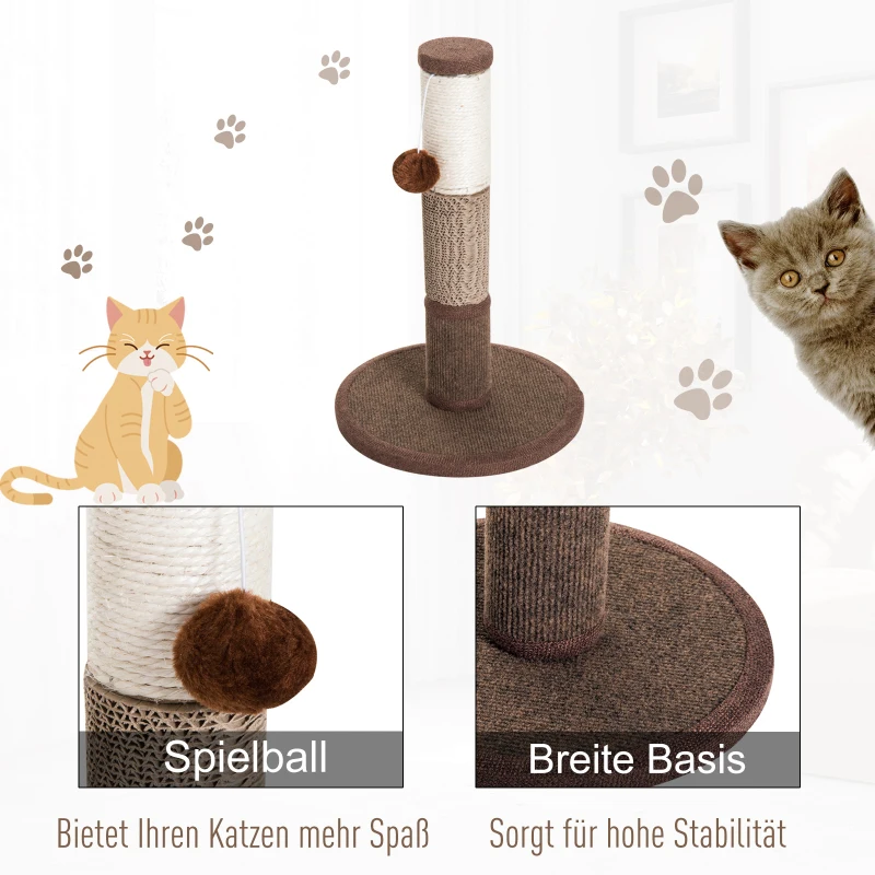 PawHut Kratzstamm Katzenbaum Katzenkratzbaum Kratzbaum Kletterbaum Spielbaum Braun 30x30x46cm