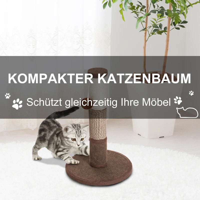 PawHut Kratzstamm Katzenbaum Katzenkratzbaum Kratzbaum Kletterbaum Spielbaum Braun 30x30x46cm