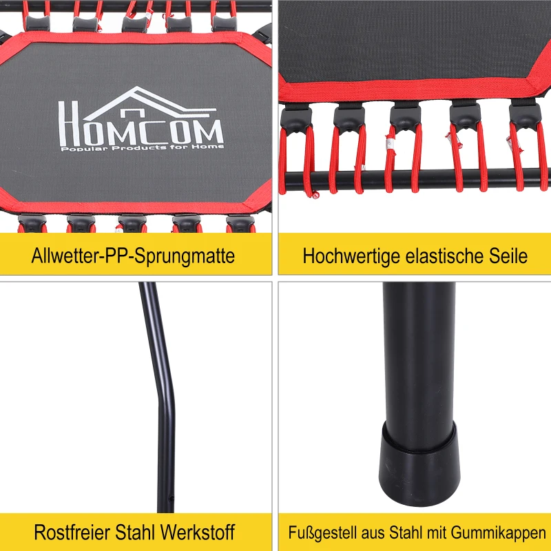 HOMCOM Fitness-Trampolin, Trampolin für Joga, Gartentrampolin, Stahl+Kunststoff, Rot, Ø105 x 26H cm