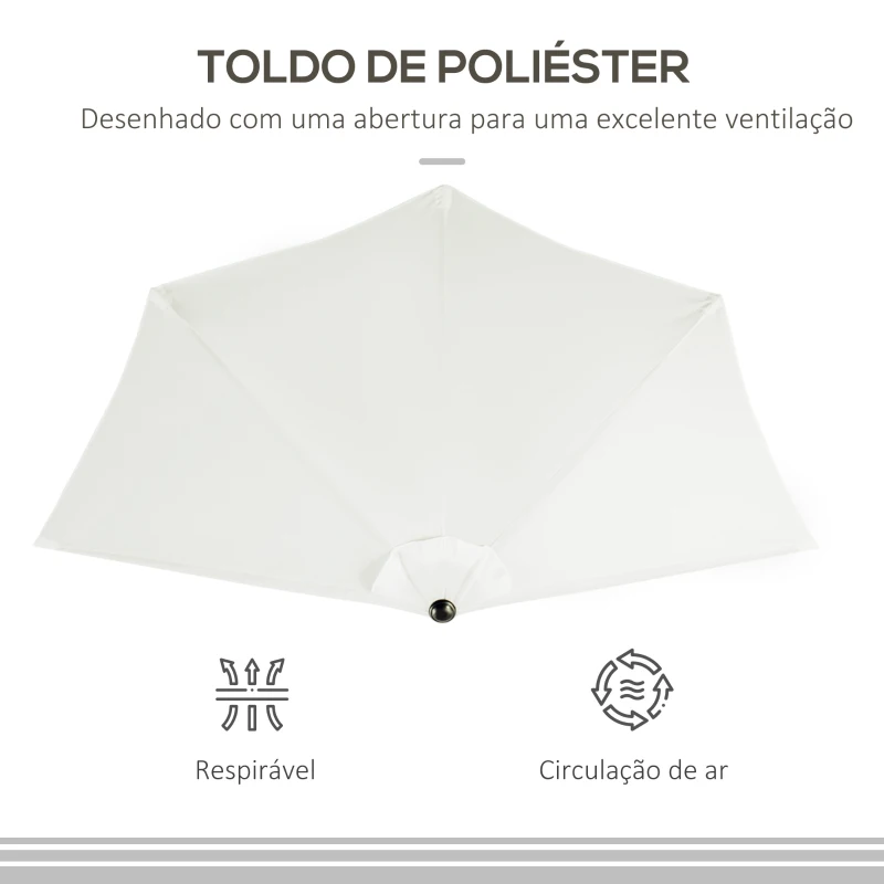 Outsunny Chapéu de Sol Semicircular 269x138x236cm Chapéu de Sol à Manivela para Jardim Terraço Pátio Piscina Creme