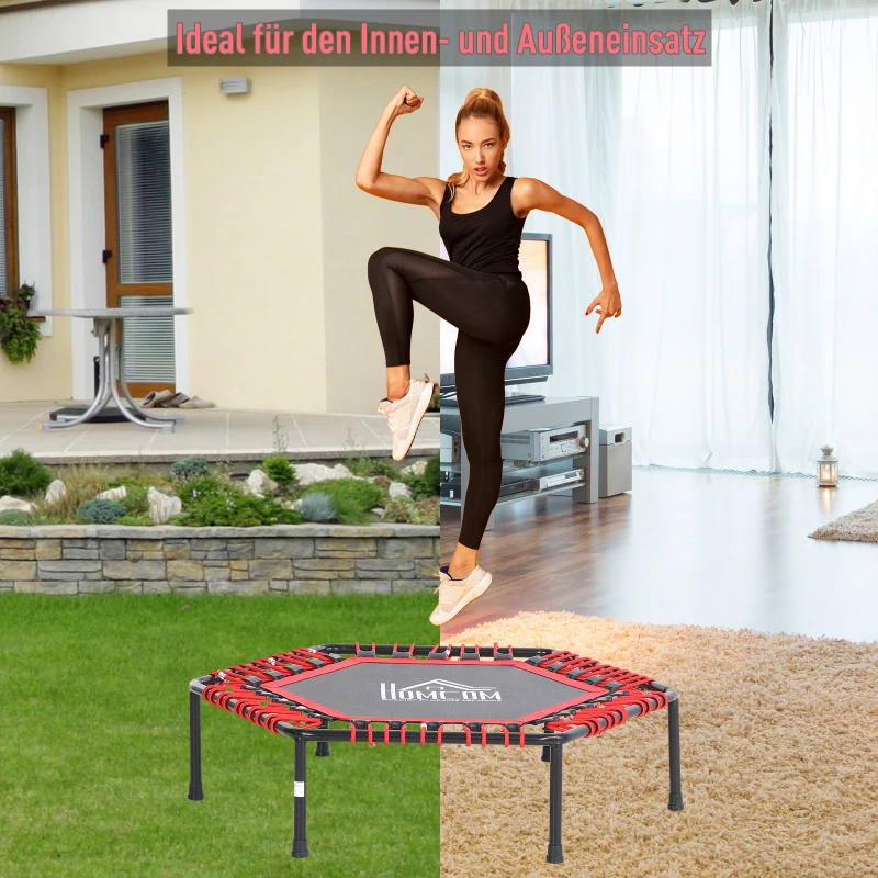 HOMCOM Fitness-Trampolin, Trampolin für Joga, Gartentrampolin, Stahl+Kunststoff, Rot, Ø105 x 26H cm