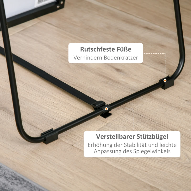 HOMCOM Grote staande spiegel, wandspiegel, lichaamsspiegel, 161,5 cm, zilver