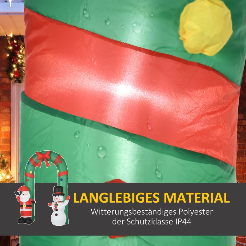 HOMCOM Opblaasbare Boog met Kerstman en Sneeuwman, LED-Verlichting, Geïntegreerde Blazer, 198 x 80 x 245 cm