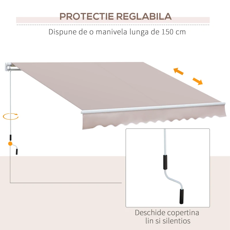 Outsunny Perdea Parasolara retractabila pentru Extern Impermeabil