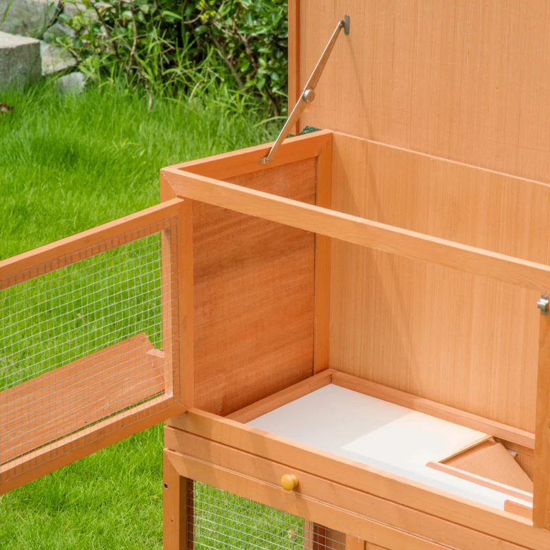 PawHut 48-Inch Large Wooden Pet Rabbit Hutch and Run Hutches Cage Guinea Pig Ferret House Home Double Decker 122 x 48 x 100 cm