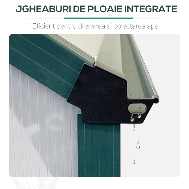 Outsunny Sera din aluminiu kit si policarbonat cu ventilatie, 190 x 375cm, Verde