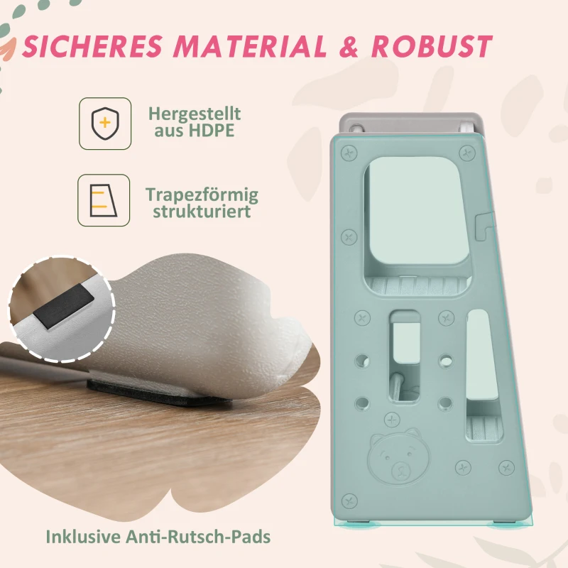 HOMCOM Lernturm für Kinder, 3-stufig höhenverstellbar, rutschfeste Füße, robuster Kunststoff, grau, 47 x 47 x 90cm