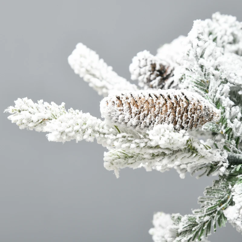 HOMCOM Kerstboom, Kunstspar, 1,80 m groot, weelderige vorm, levensecht uiterlijk, sneeuwbedekte takken, dennenappels