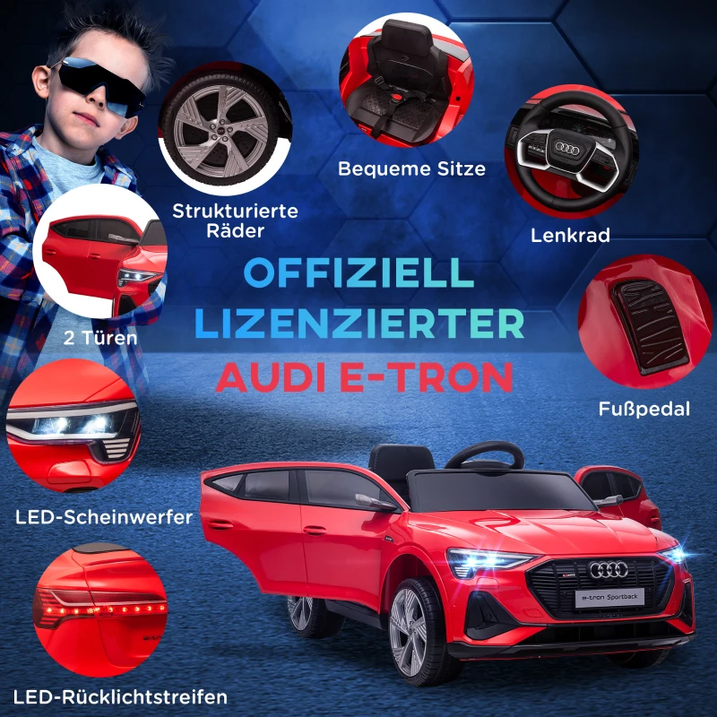 HOMCOM Dziecięce auto elektryczne z pilotem, muzyką, do 5 km/h, Czerwone