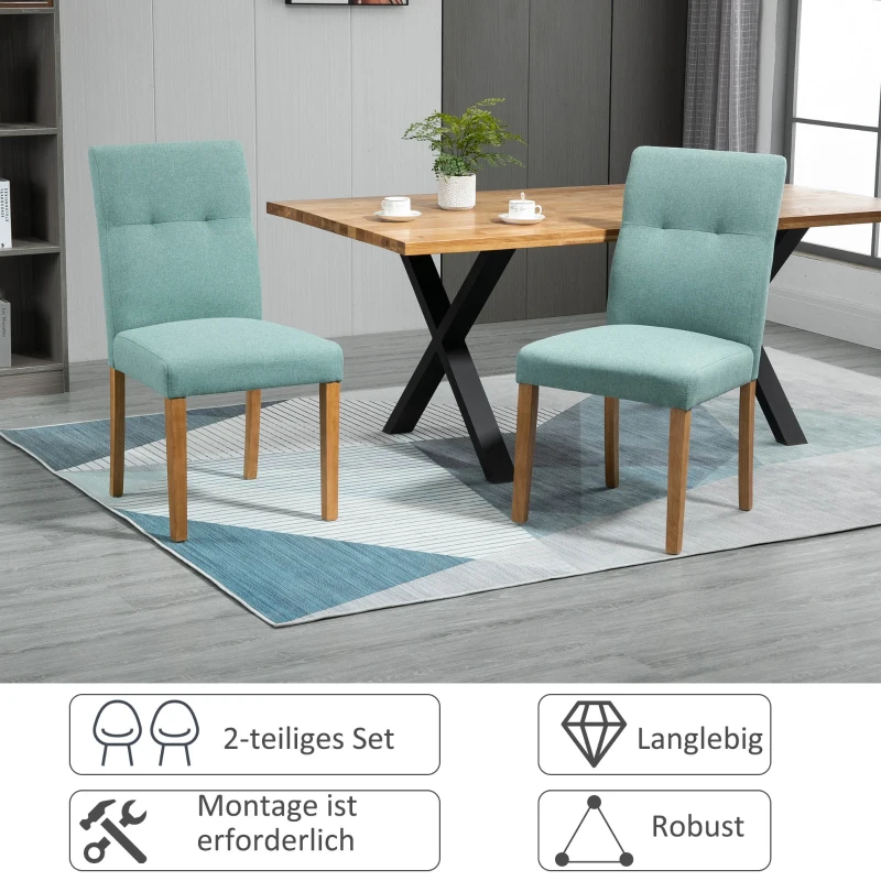 HOMCOM krzesła do jadalni krzesło kuchenne z oparciem tkanina lniano-poliestrowa zielony