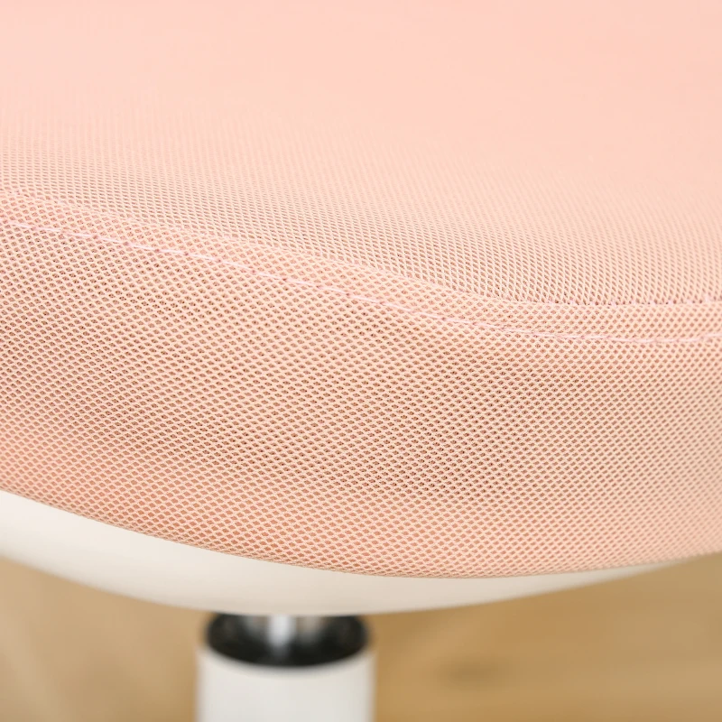 Vinsetto Bürostuhl Drehstuhl Bürosessel ohne Armlehnen Höhenverstellbar Schaumstoff ABS Metall Weiß+Rosa 46 x 51 x 78-87,5 cm
