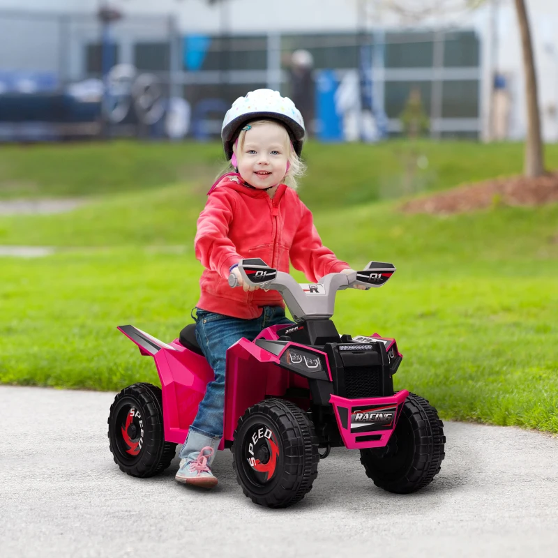 HOMCOM 6V Quad Bike with Wear-Resistant Wheels, Forward Backward Function, for Ages 18-36 Months, Pink