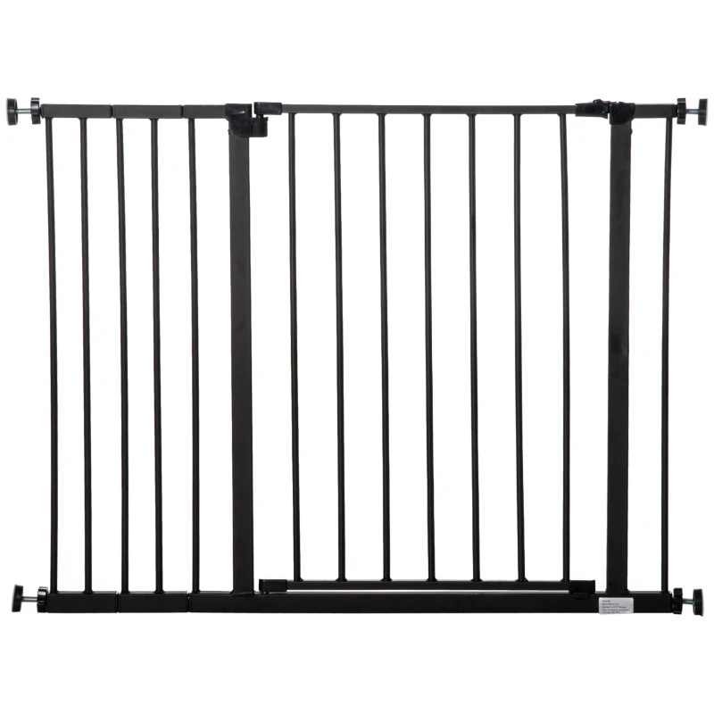 PawHut Barreira de Segurança para Animais de Estimação Extensível para Escadas e Portas Barreira de Segurança para Cães 76-107x76 cm Preto