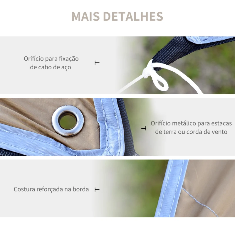 Outsunny Abrigo de Campismo Portátil 555x550 cm Tenda de Campismo Impermeável com Proteção Solar Marrom e Bege