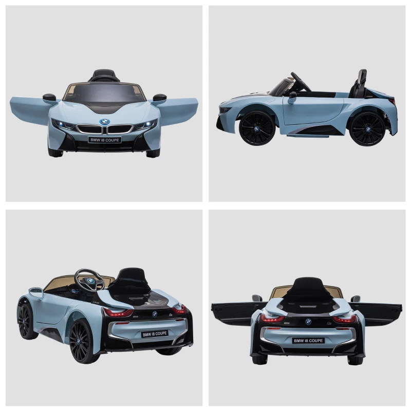 HOMCOM Licensed BMW i8 Coupé Masina Electrica, Telecomanda, MP3, Baterie pentru 3-8 Ani(m-8)