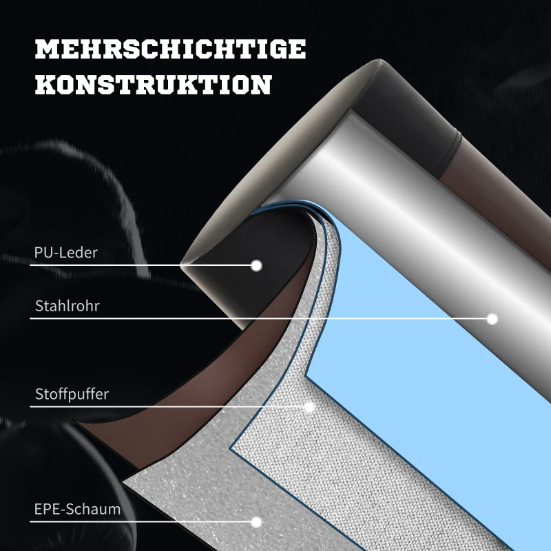 HOMCOM stojący worek treningowy, manekin bokserski, partner do boksu, worek bokserski,regulacja wysokości czarny+brązowy 158–186cm