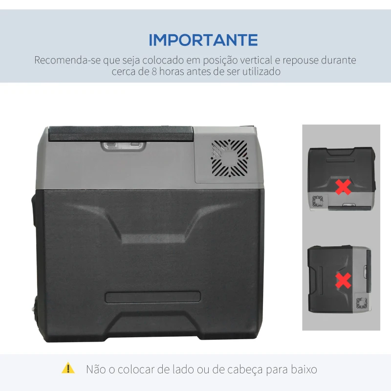 HOMCOM Geleira Elétrica Portátil 50L com Compressor Mini Geleira para Carro com Ecrã de Toque e Alça 12/24VCC ou 110V-240VCA para Casa Campismo 58,6x37,8x54,5cm Cinza