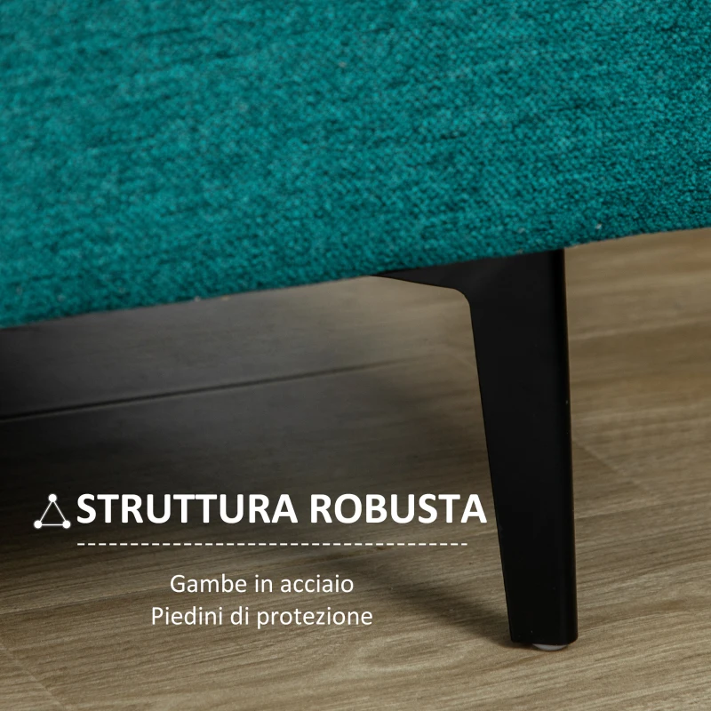 HOMCOM Divano 2 Posti Moderno con Rivestimento in Tessuto e Imbottitura Spessa, 160 x 87 x 87cm, Verde