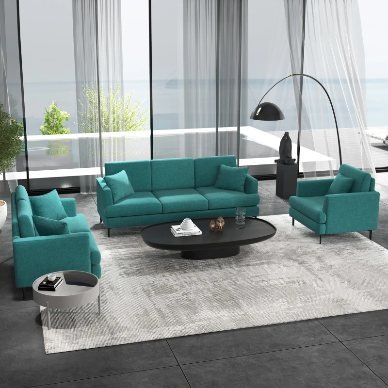 HOMCOM Divano 2 Posti Moderno con Rivestimento in Tessuto e Imbottitura Spessa, 160 x 87 x 87cm, Verde