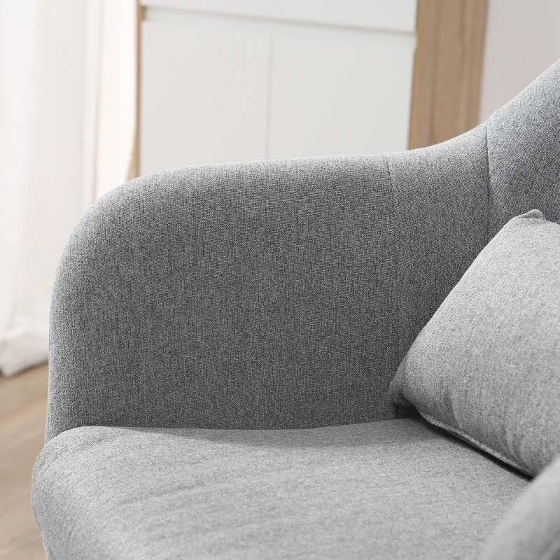 HOMCOM Verstelbare Draaistoel Bureaukruk Barkruk Bureaustoel, Hoogte Verstelbaar, Linnenachtig Polyester, Staal, Grijs, 60 x 60 x 79-91 cm(m-8)