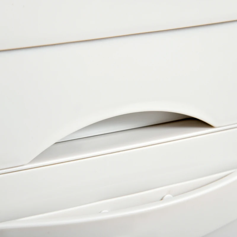 HOMCOM Cubo de Basura y Reciclaje 45L Basurero Móvil con Ruedas 4 Compartimentos Cajón Apertura y Cierre Fácil con Pulsador y Pedal 42x29x83 cm Blanco