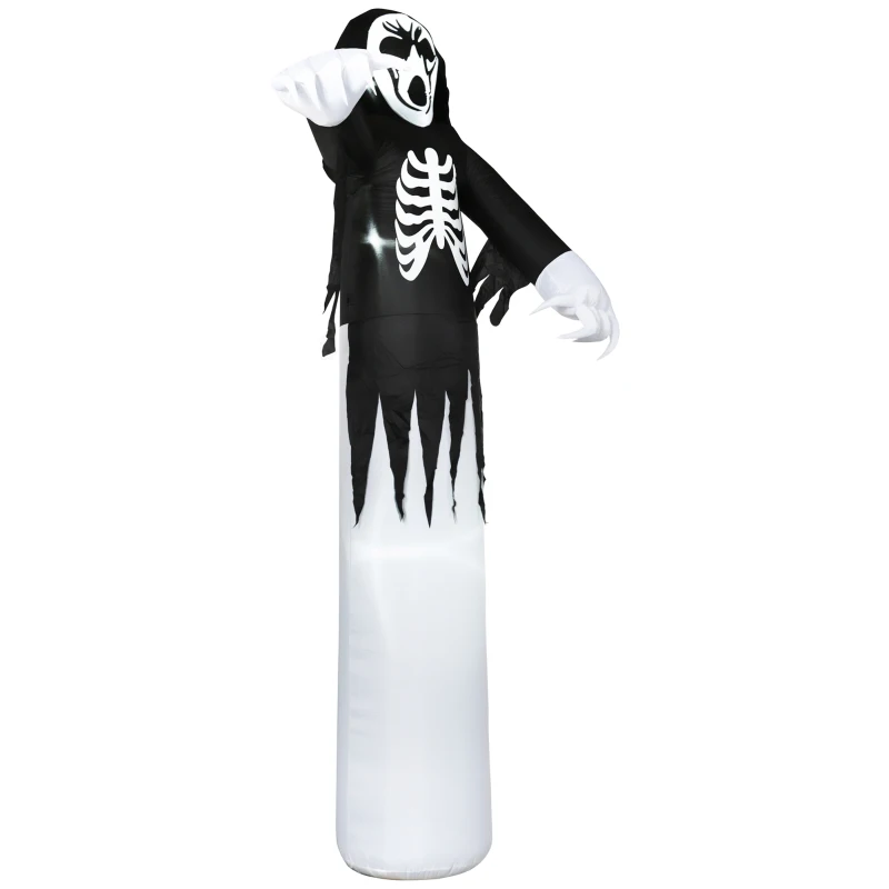 HOMCOM 12ft Inflatable Halloween Skeleton Ghost, Blow-Up Outdoor LED Display with LED Lights for Garden, Party, Holiday