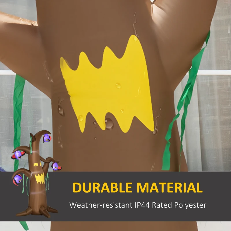 Outsunny 8ft Inflatable Halloween Ghost Tree with Upside-down Bats Showing Teeth Wings, Blow-Up Outdoor LED Display for Lawn, Garden, Party