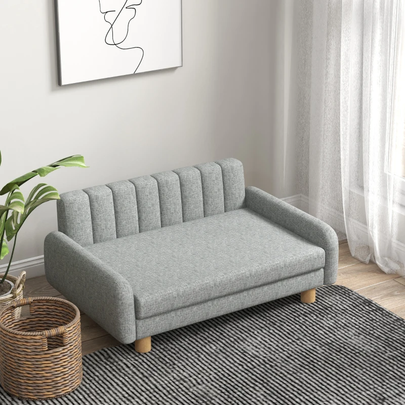 PawHut Hondenbed, zacht kussen, wasbare hoes, antislip poten, grijs, 94B x 61D x 40H cm(m-9)