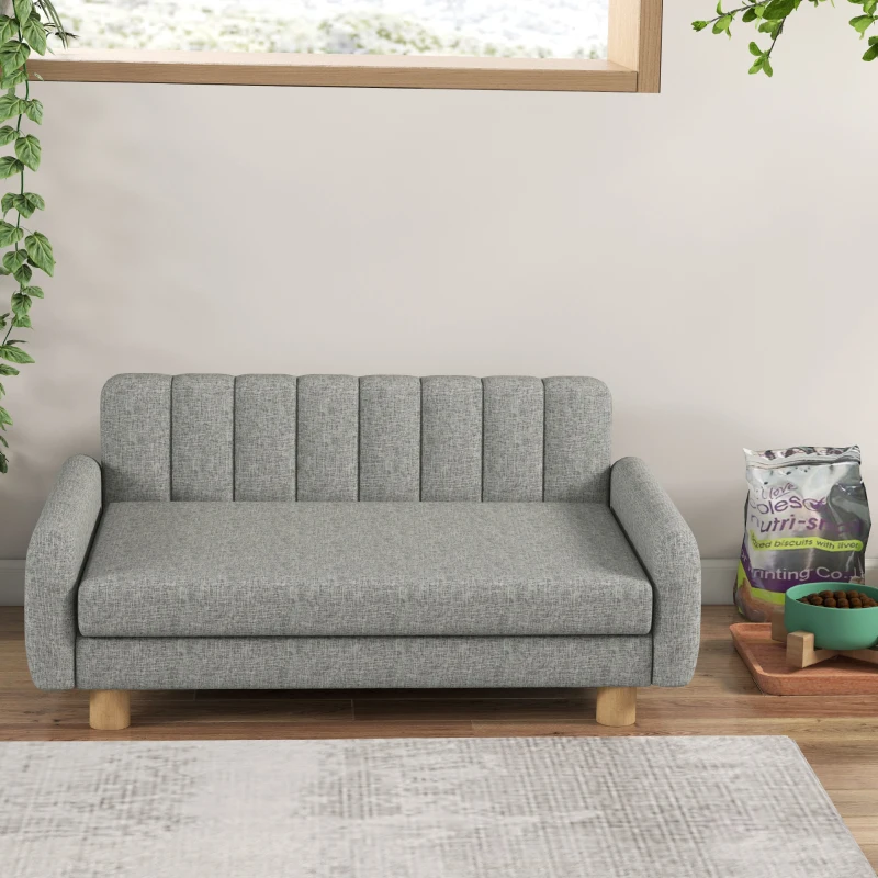 PawHut Hondenbed, zacht kussen, wasbare hoes, antislip poten, grijs, 94B x 61D x 40H cm(m-8)