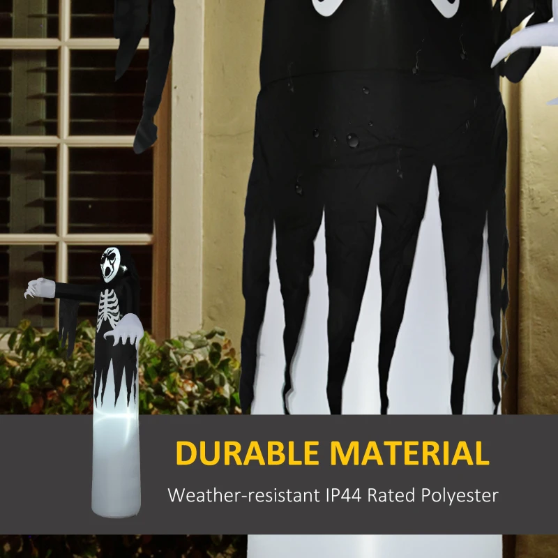 HOMCOM 12ft Inflatable Halloween Skeleton Ghost, Blow-Up Outdoor LED Display with LED Lights for Garden, Party, Holiday