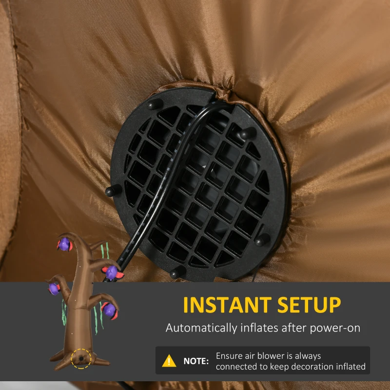 Outsunny 8ft Inflatable Halloween Ghost Tree with Upside-down Bats Showing Teeth Wings, Blow-Up Outdoor LED Display for Lawn, Garden, Party